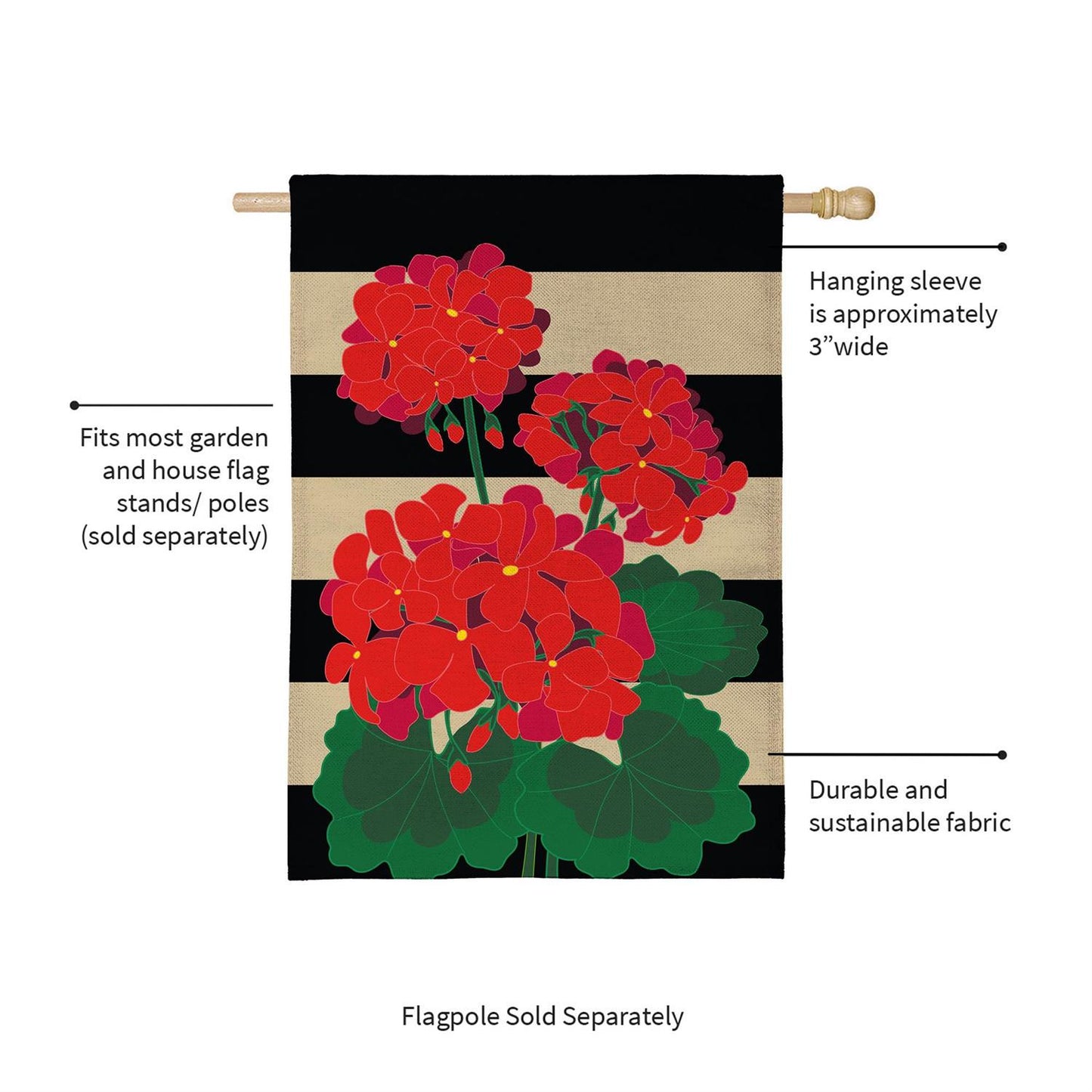 Garden Flag - Plaid Geraniums Burlap