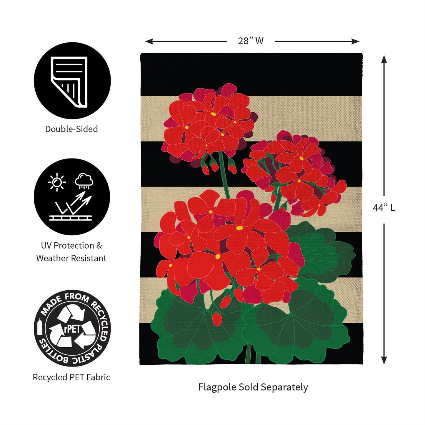 Garden Flag - Plaid Geraniums Burlap