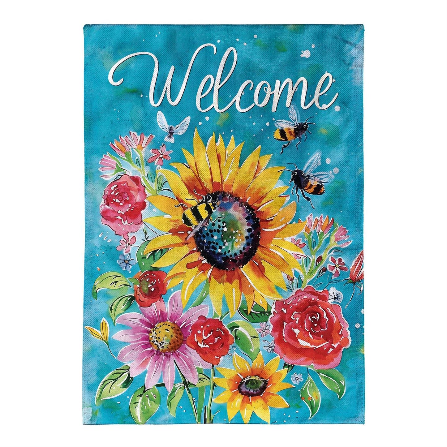 House Flag - Colorful Summer Blooms Burlap