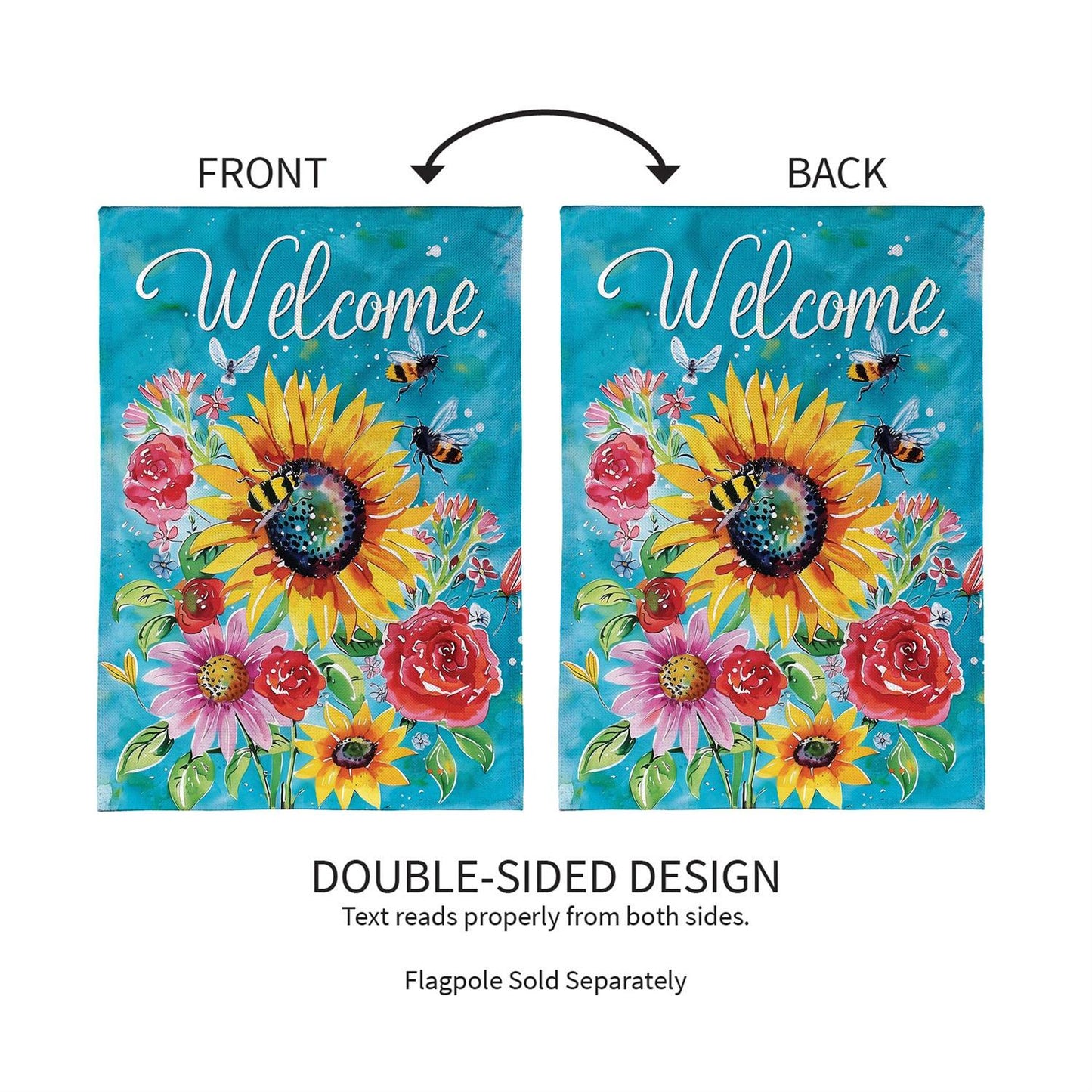 House Flag - Colorful Summer Blooms Burlap