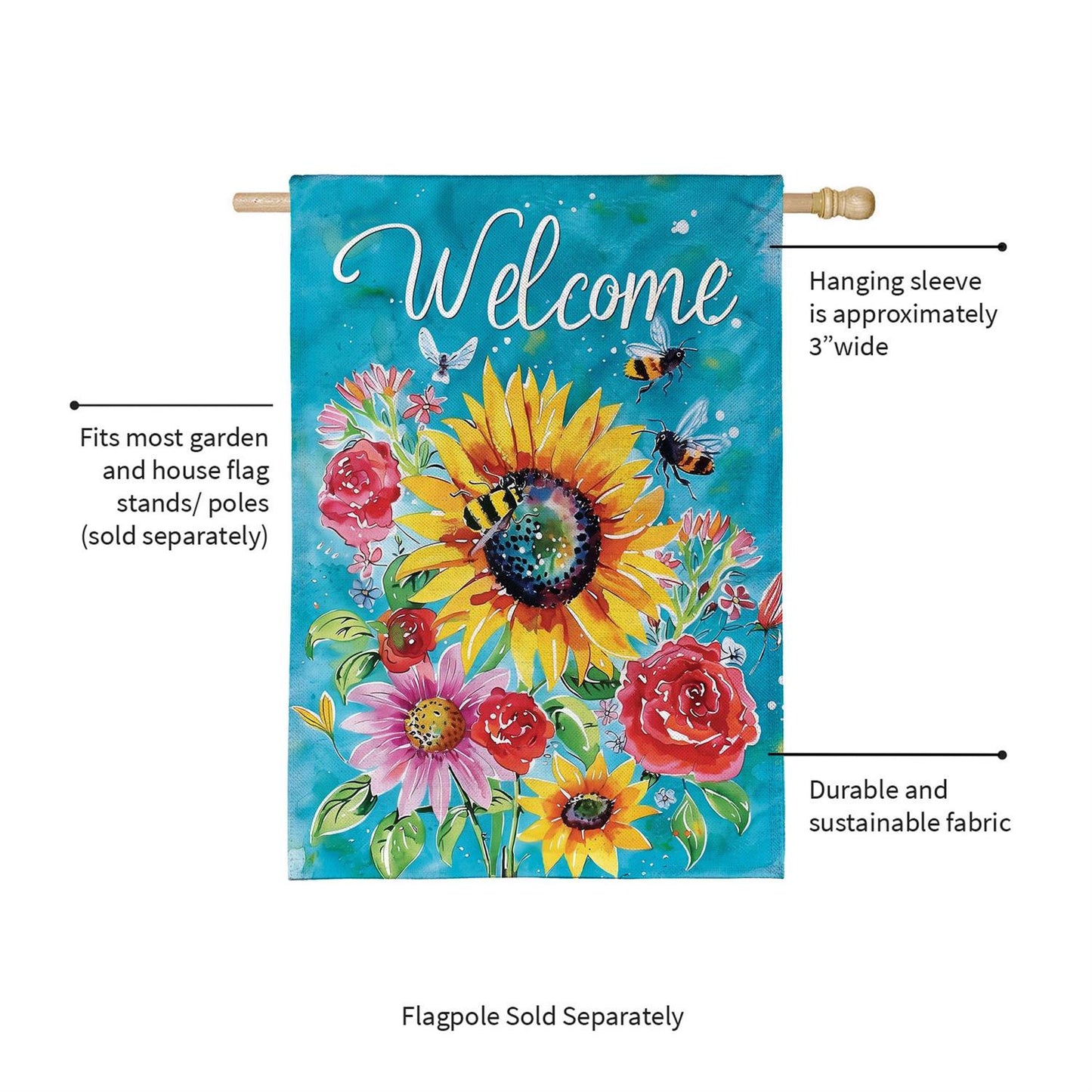 House Flag - Colorful Summer Blooms Burlap
