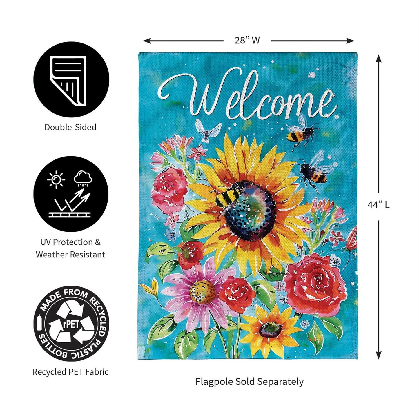 House Flag - Colorful Summer Blooms Burlap