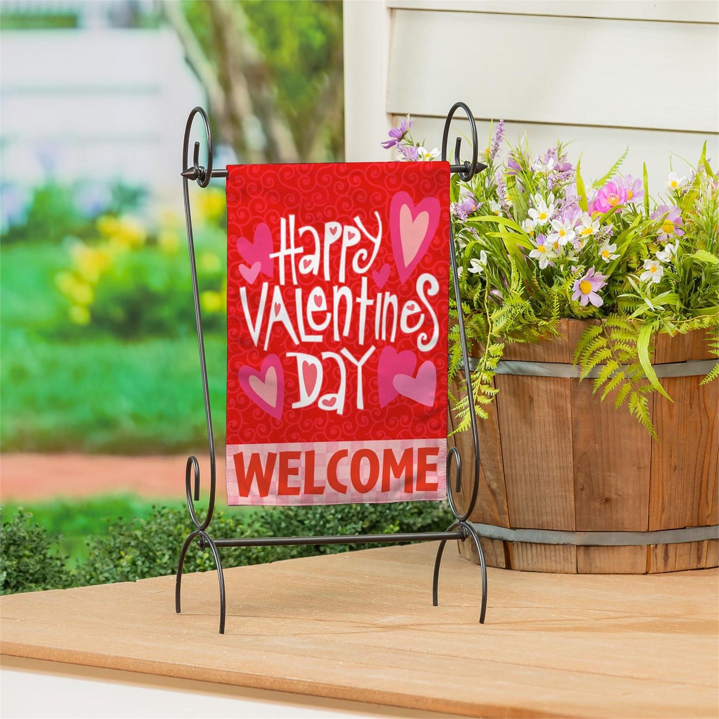Garden Flag - Happy Valentines Day Welcome Burlap
