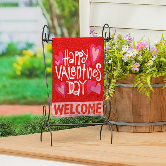 Garden Flag - Happy Valentines Day Welcome Burlap