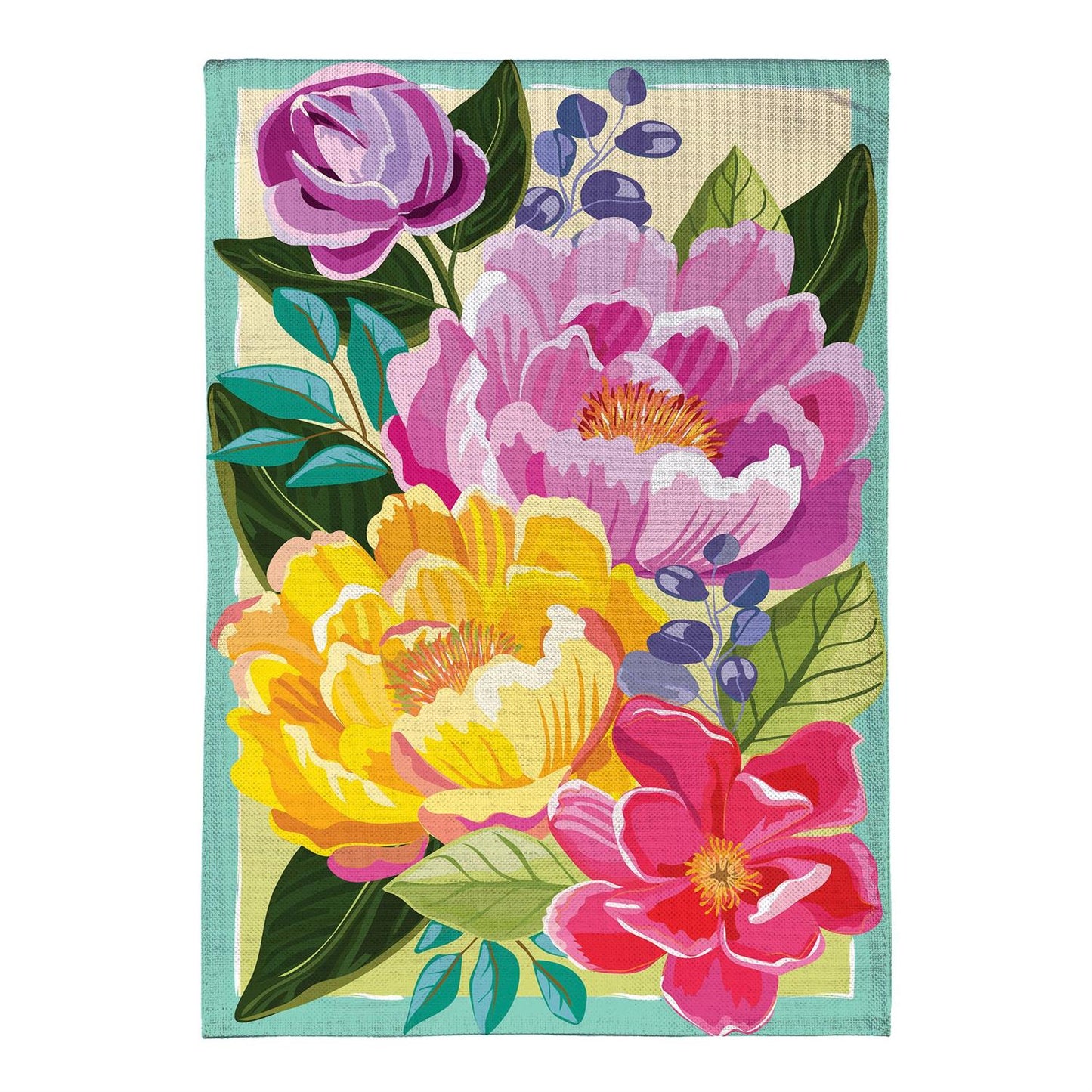 House Flag - Floral Burst Burlap