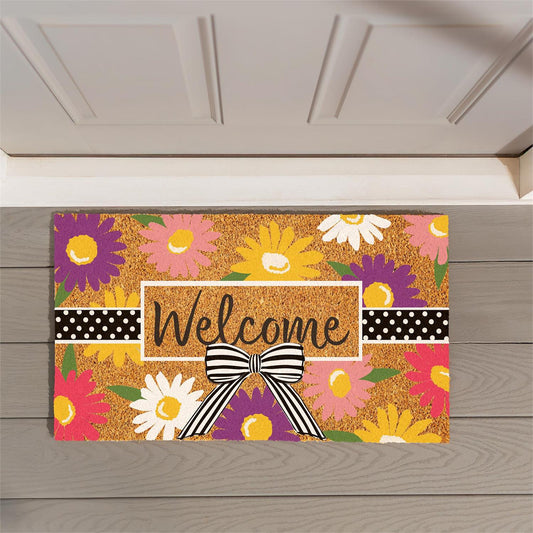 Coir Mat - Daisy Bow Bouquet
