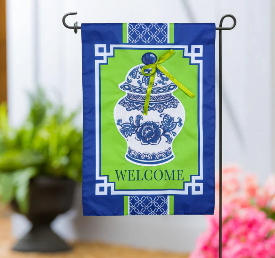 Garden Flag - Chinoiserie Welcome Applique
