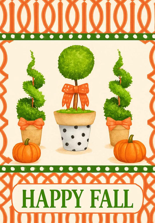 Garden Flag - Happy Fall Topiaries