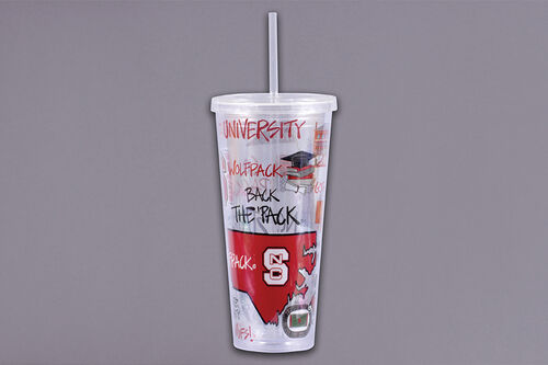 NC State Tumbler w/ Straw