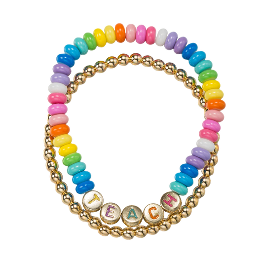 Bracelet - Set of 2 Beaded Stretch "Teach"