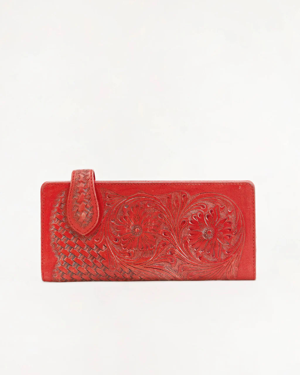 Red Handtooled Leather/Calfskin Wallet