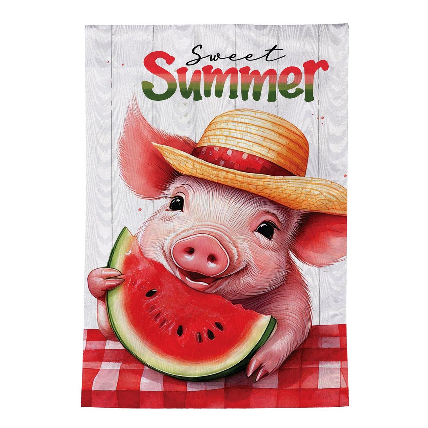 Garden Flag - Sweet Summer Piggy Watermelon Moire
