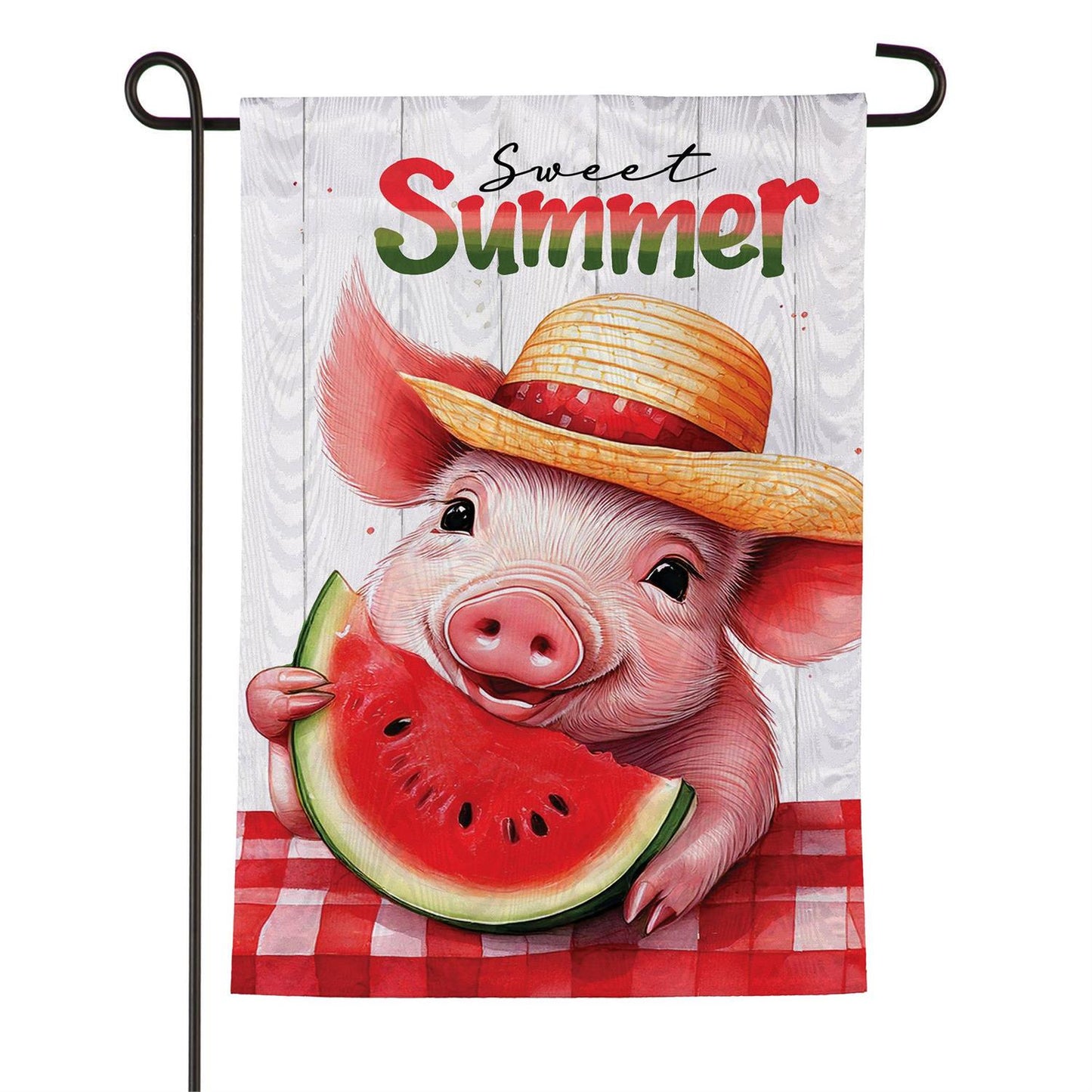 Garden Flag - Sweet Summer Piggy Watermelon Moire