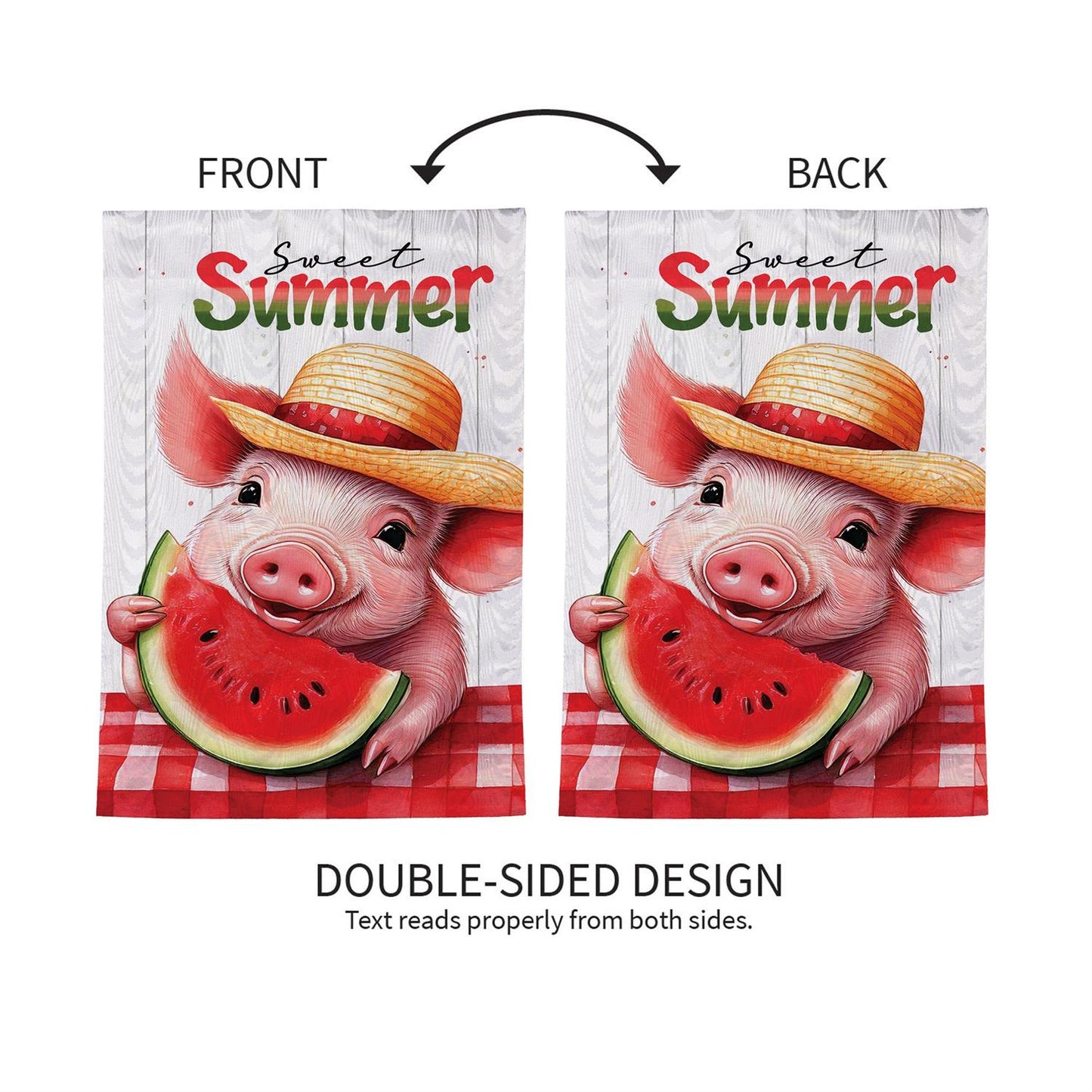 Garden Flag - Sweet Summer Piggy Watermelon Moire