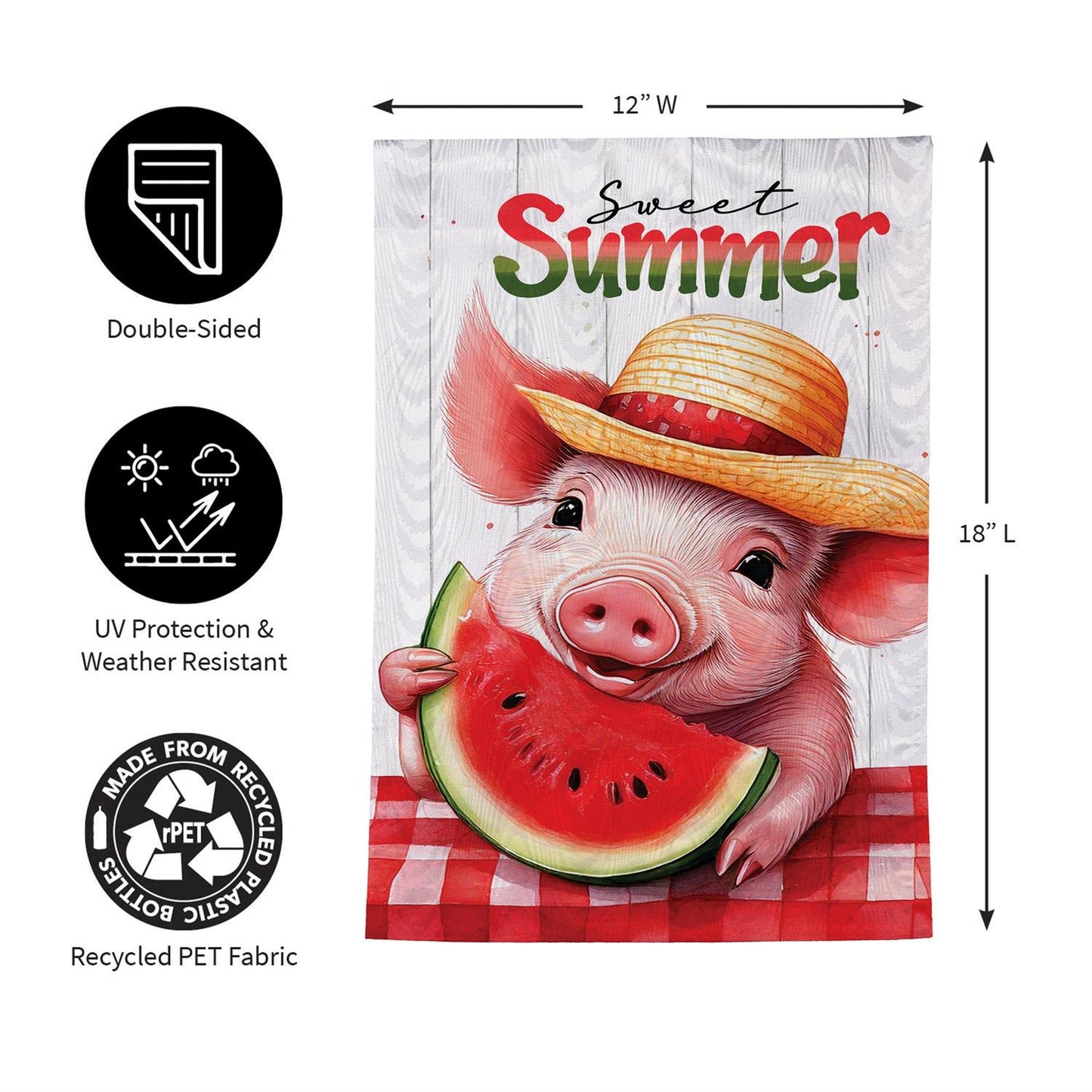 Garden Flag - Sweet Summer Piggy Watermelon Moire