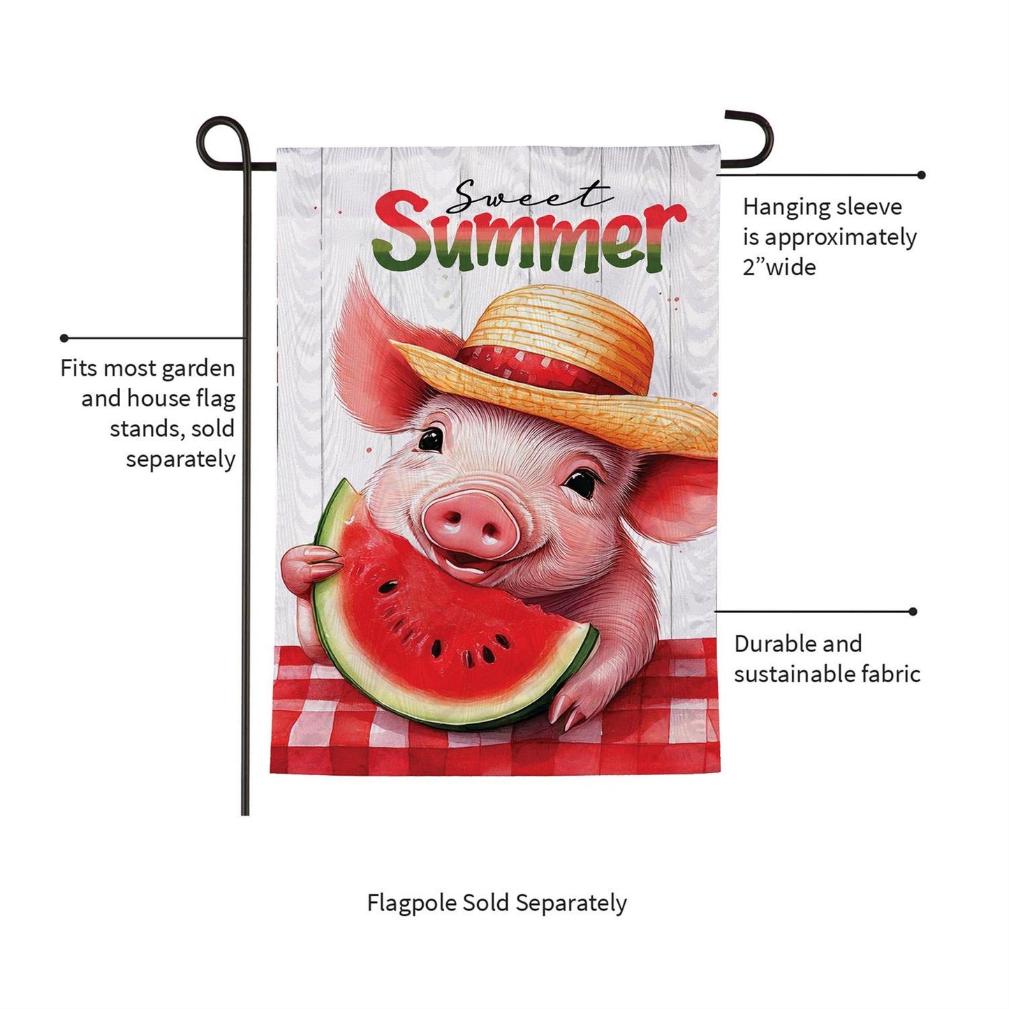Garden Flag - Sweet Summer Piggy Watermelon Moire