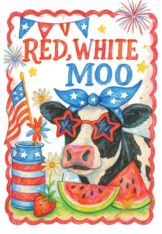 Garden Flag - Red, White, & Moo