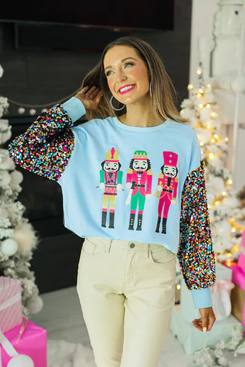 Nutcrackers on Blue Sweatshirt