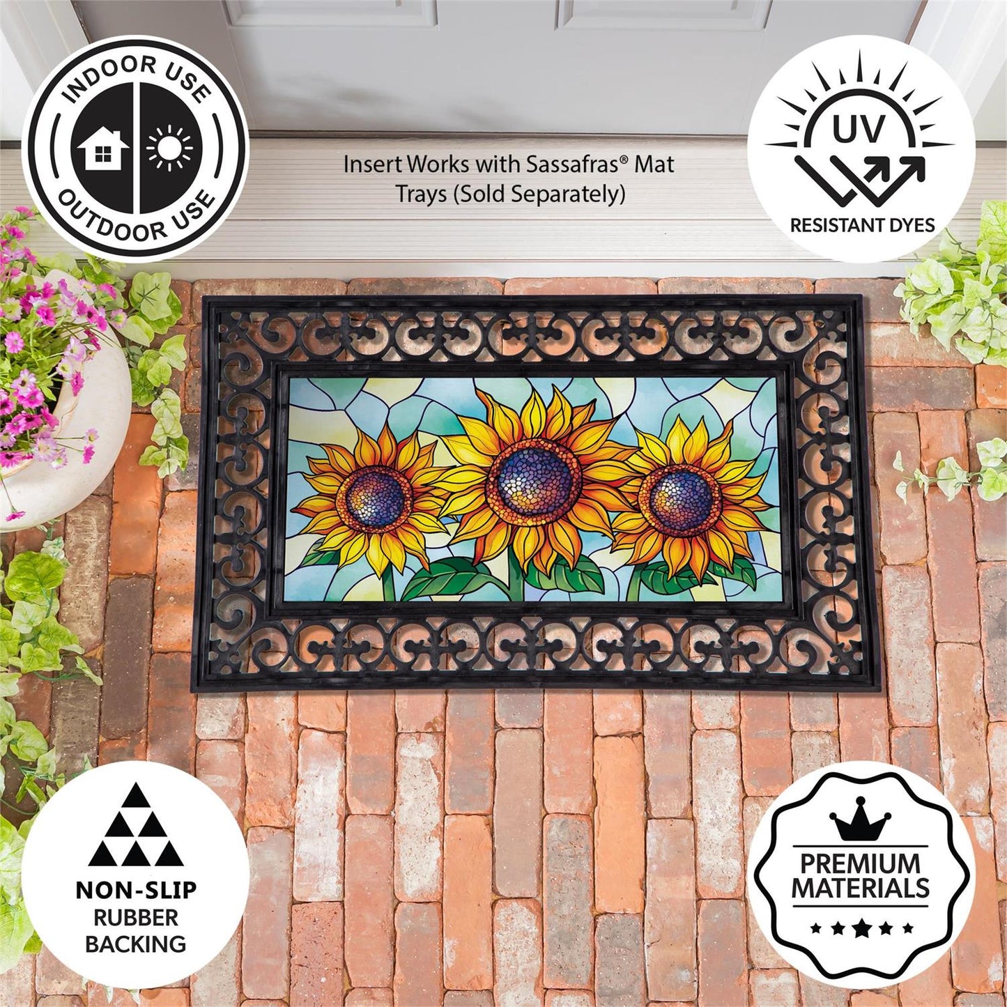 Sassafras Mat - Stained Glass Sunflower Stalk