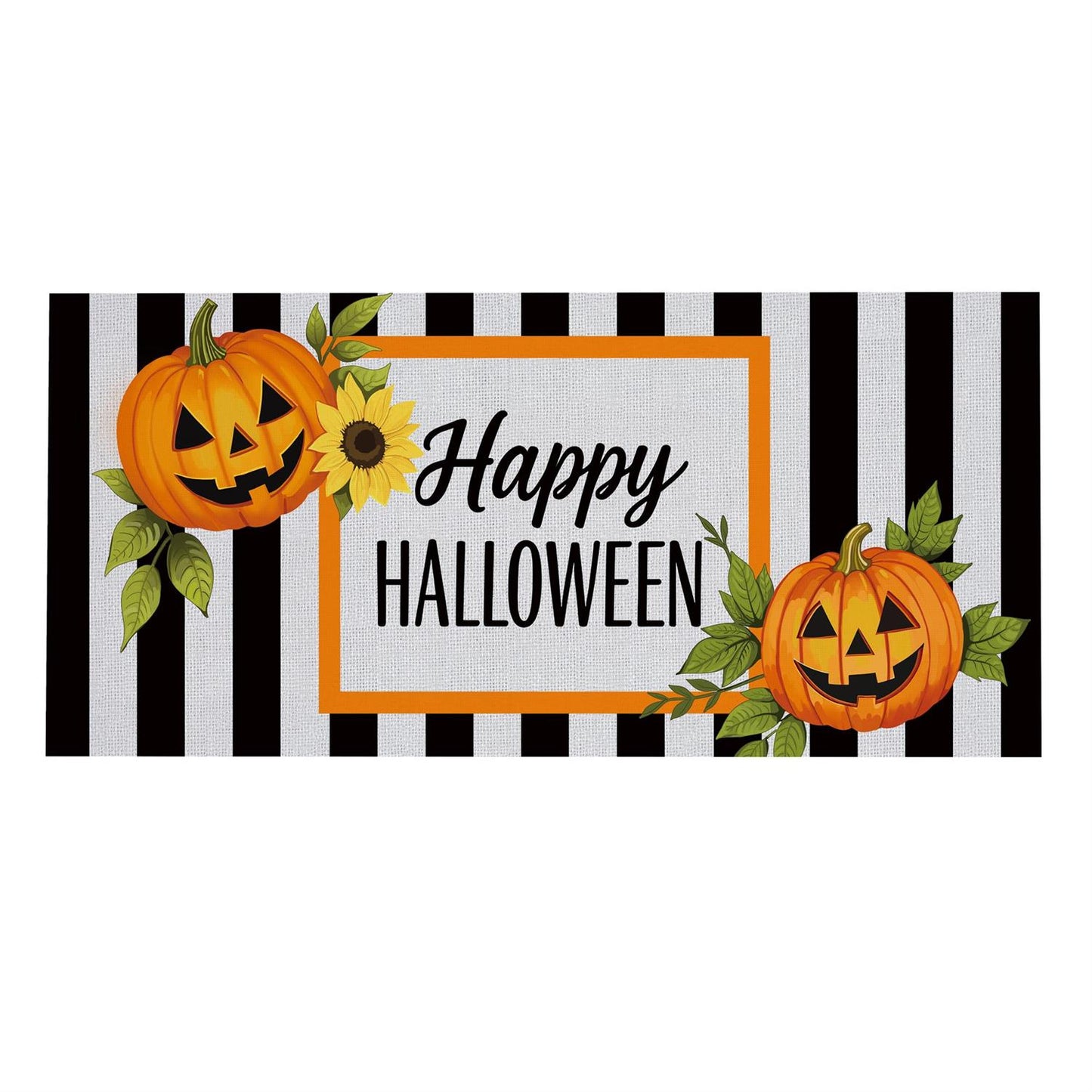Sassafras Mat - Happy Halloween Striped Jack-O-Lantern
