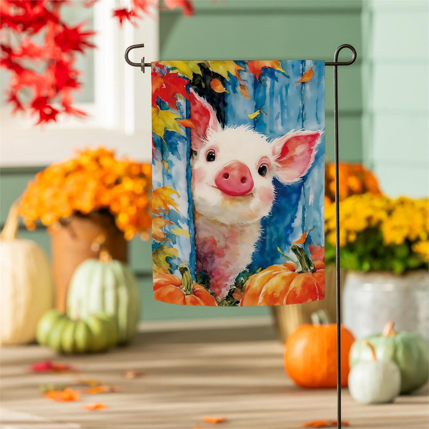 Garden Flag - Peyton Playful Pig