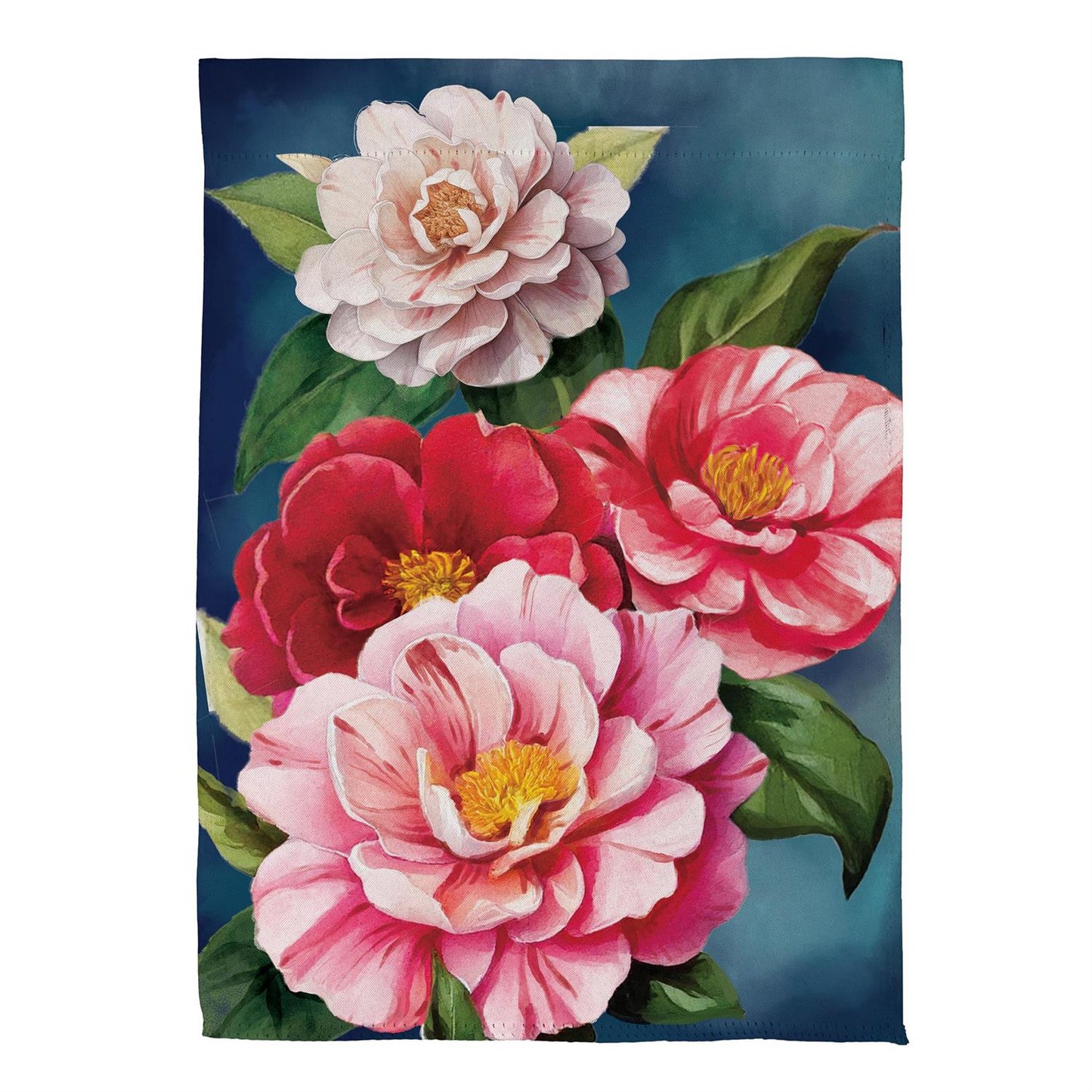 House Flag - Multicolor Camellias Suede