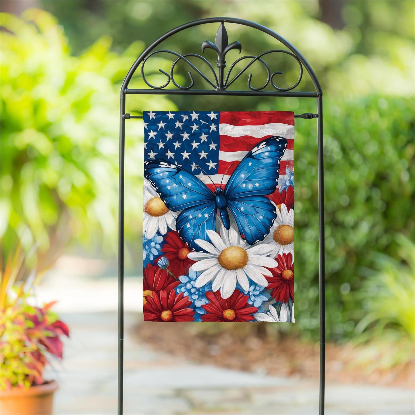 Garden Flag - Patriotic Butterfly Suede