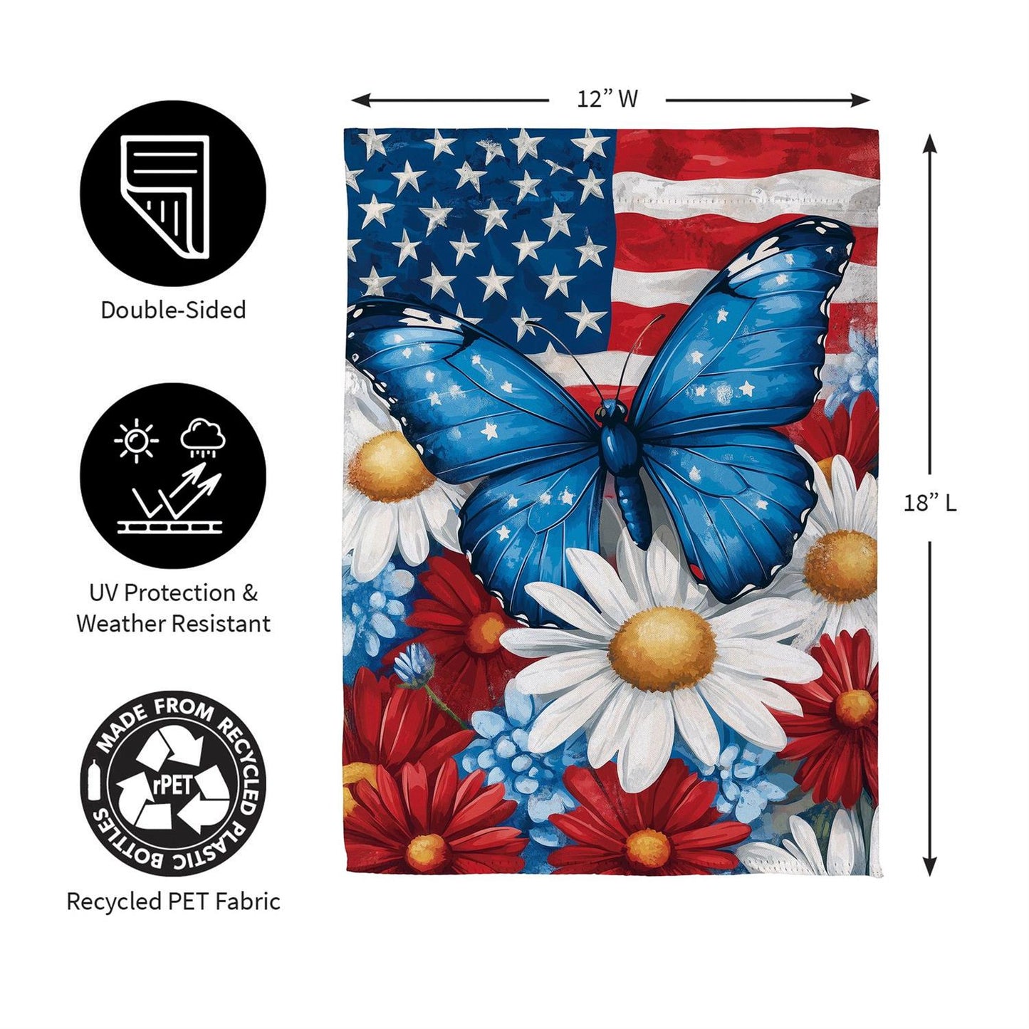 Garden Flag - Patriotic Butterfly Suede
