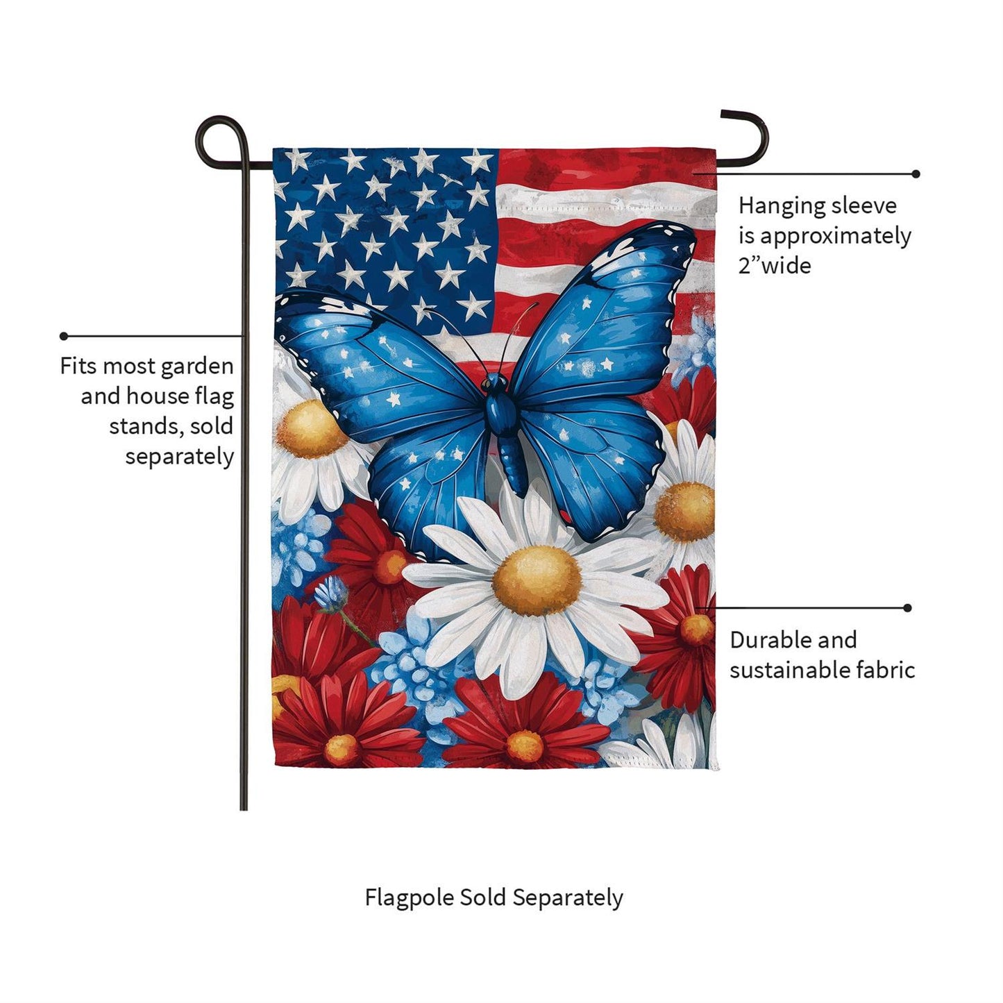 Garden Flag - Patriotic Butterfly Suede