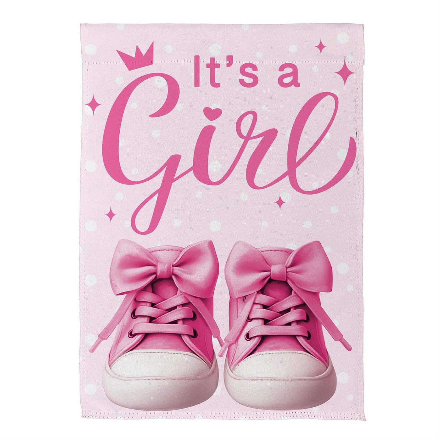 Garden Flag - Its A Girl Pink Suede
