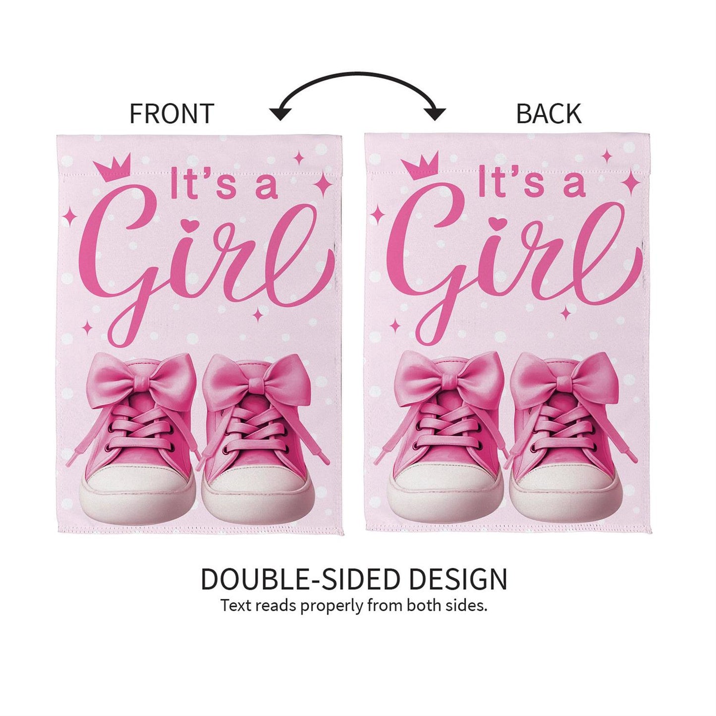 Garden Flag - Its A Girl Pink Suede