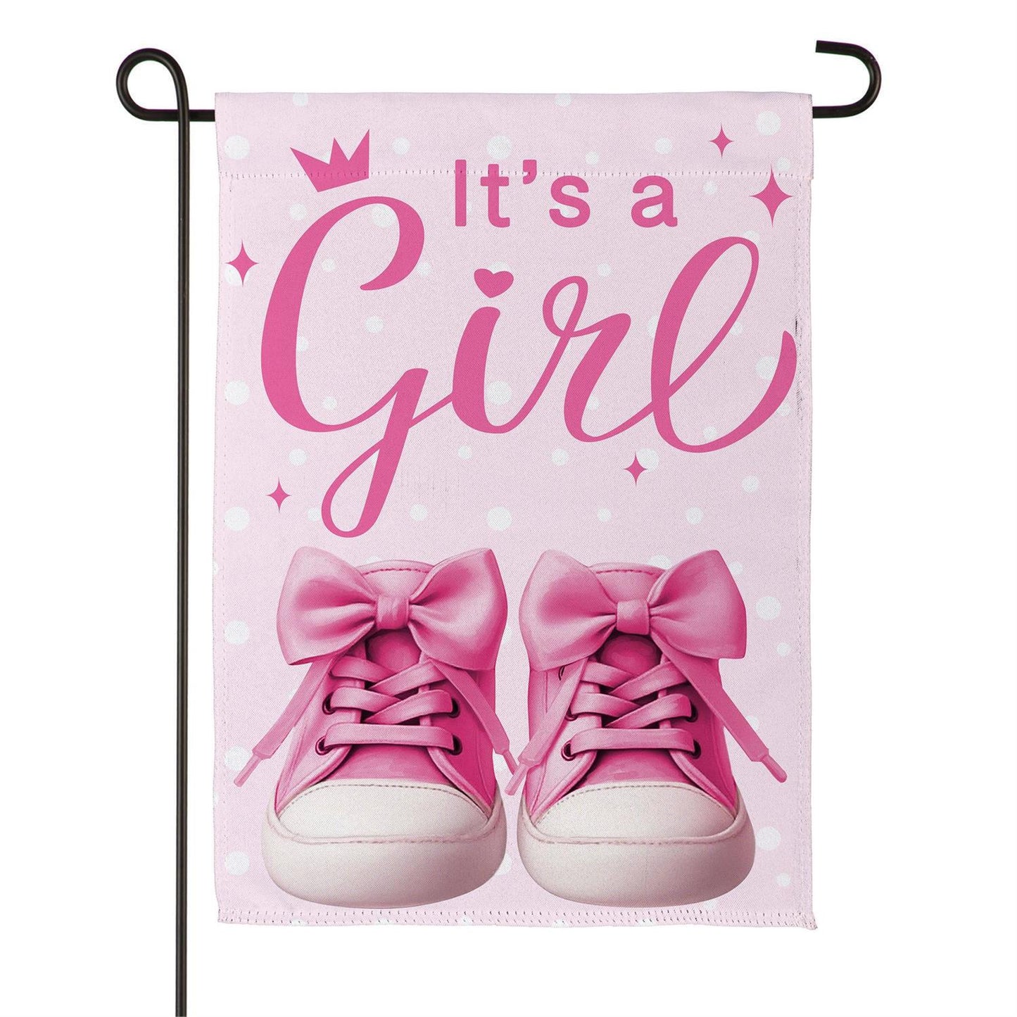 Garden Flag - Its A Girl Pink Suede