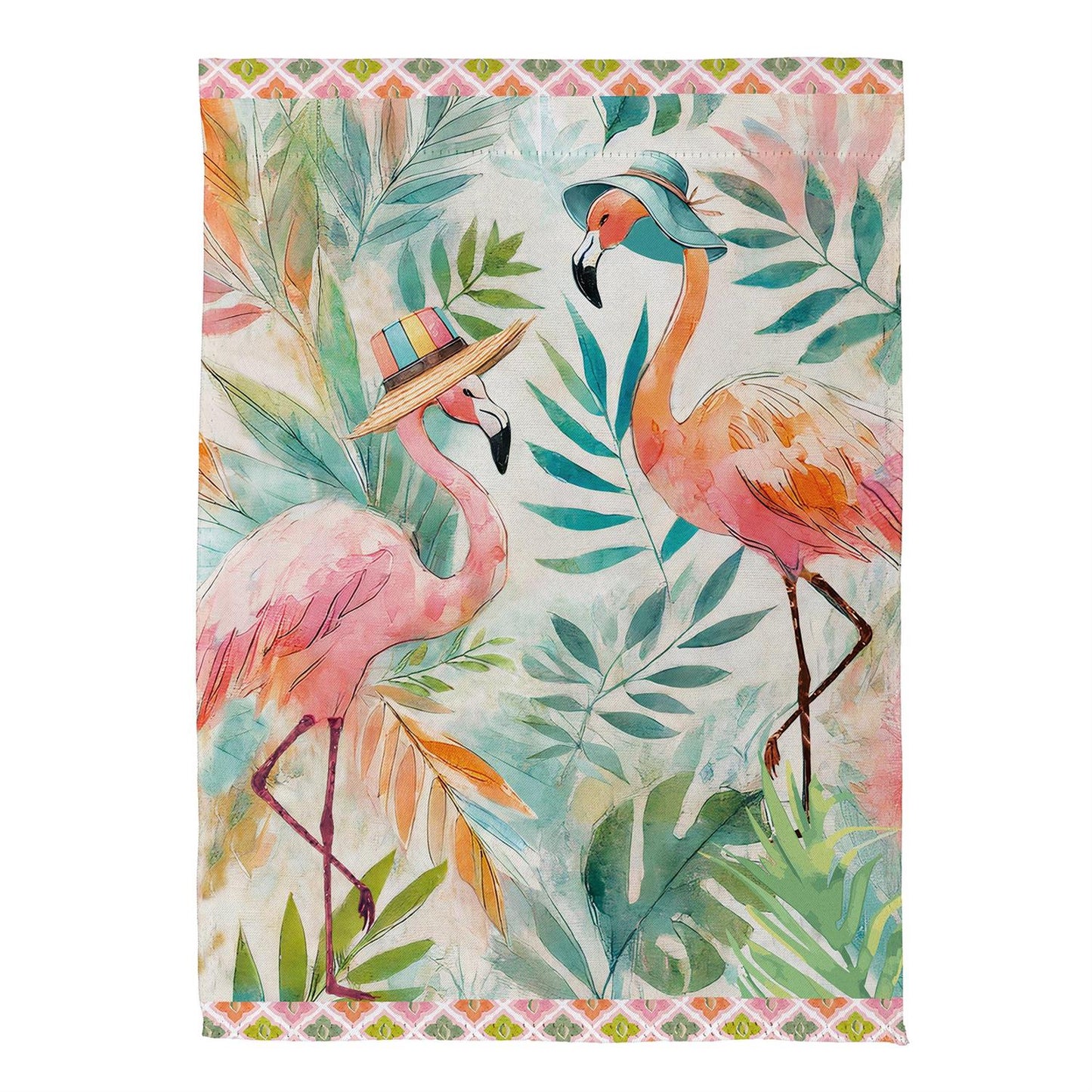 Garden Flag - Palm Beach Flamingos Suede