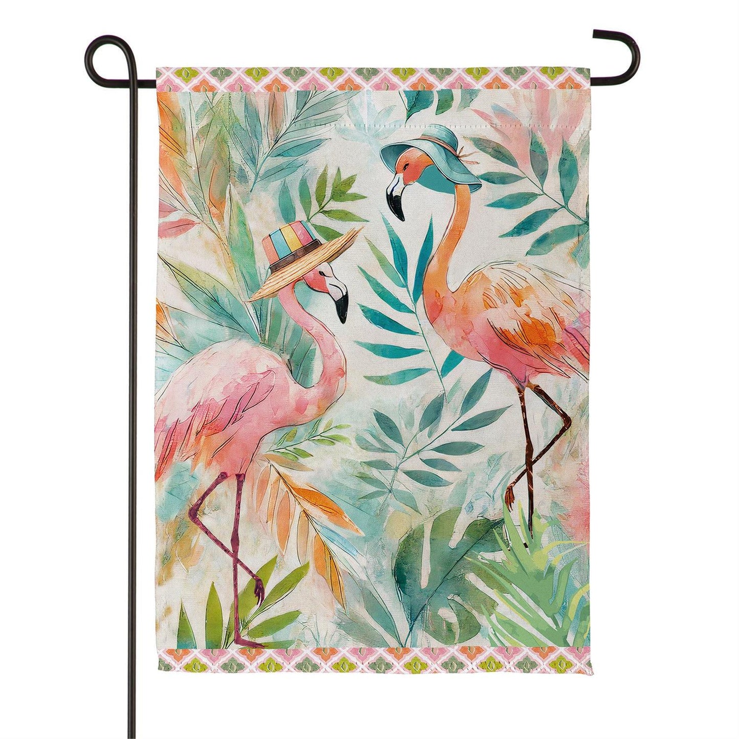 Garden Flag - Palm Beach Flamingos Suede