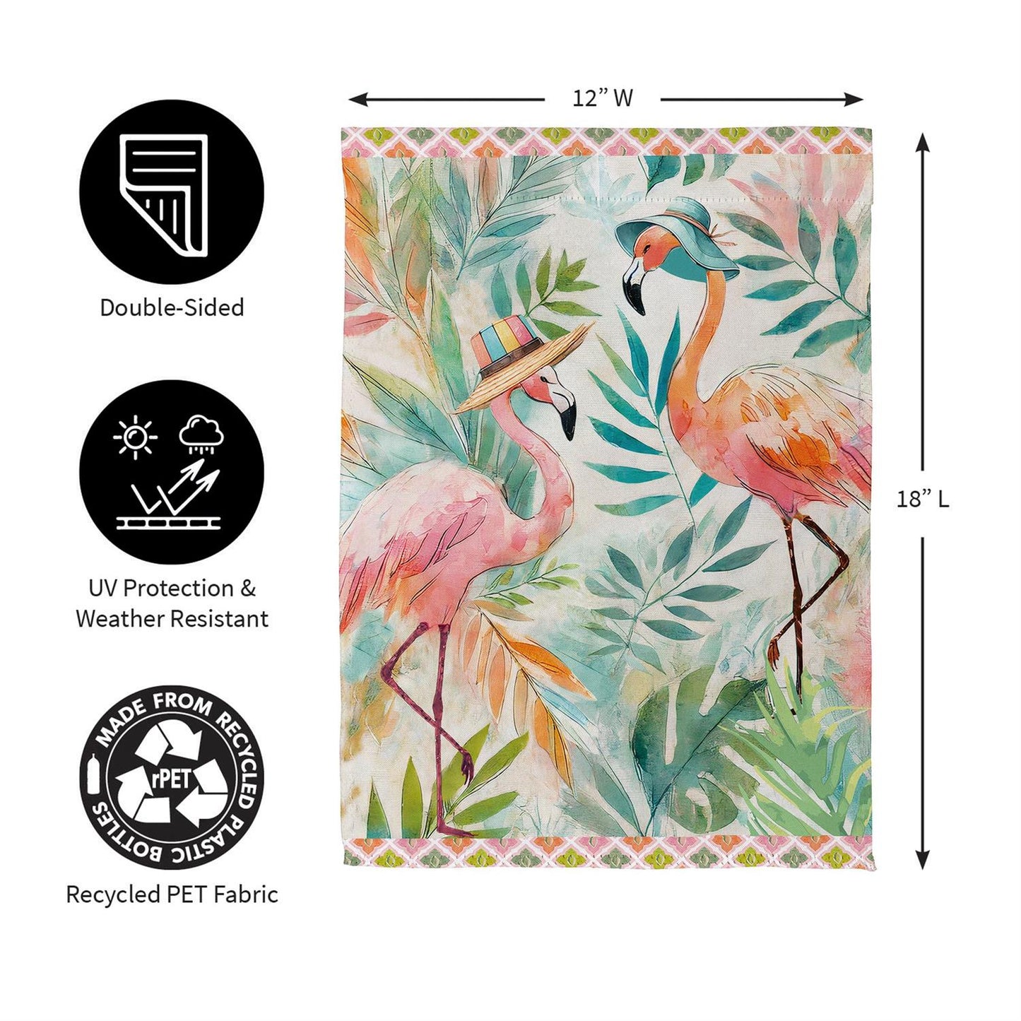 Garden Flag - Palm Beach Flamingos Suede