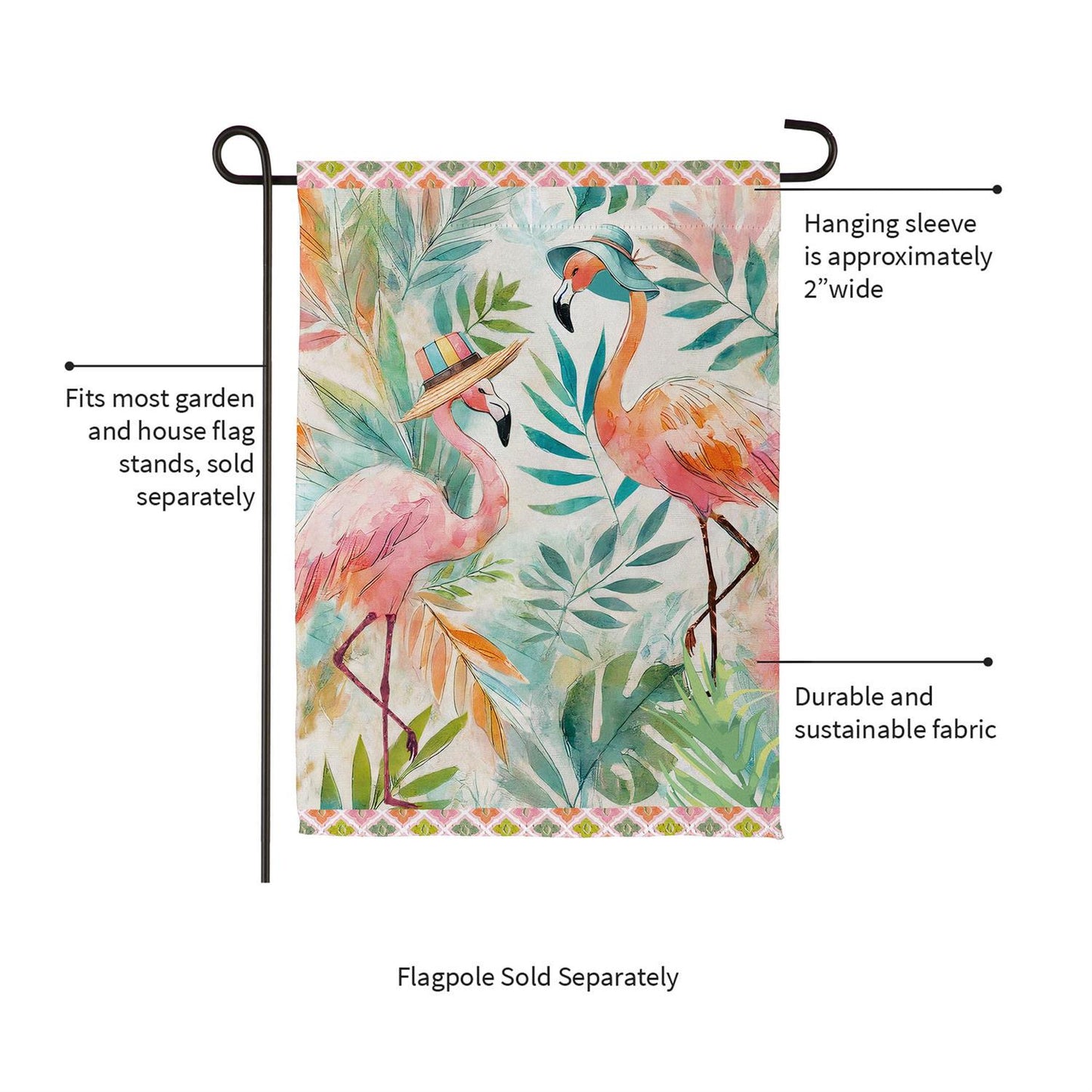 Garden Flag - Palm Beach Flamingos Suede