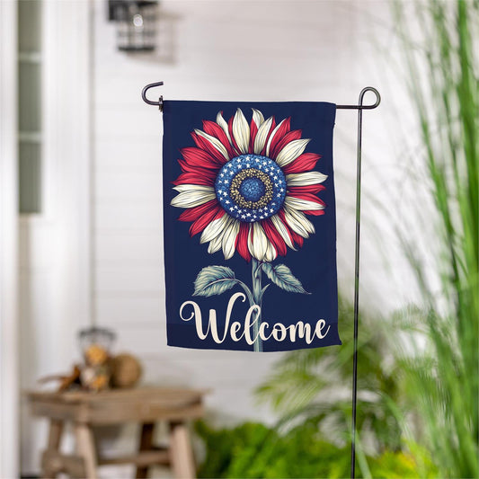 Garden Flag - Patriotic Vibrant Sunflower Suede