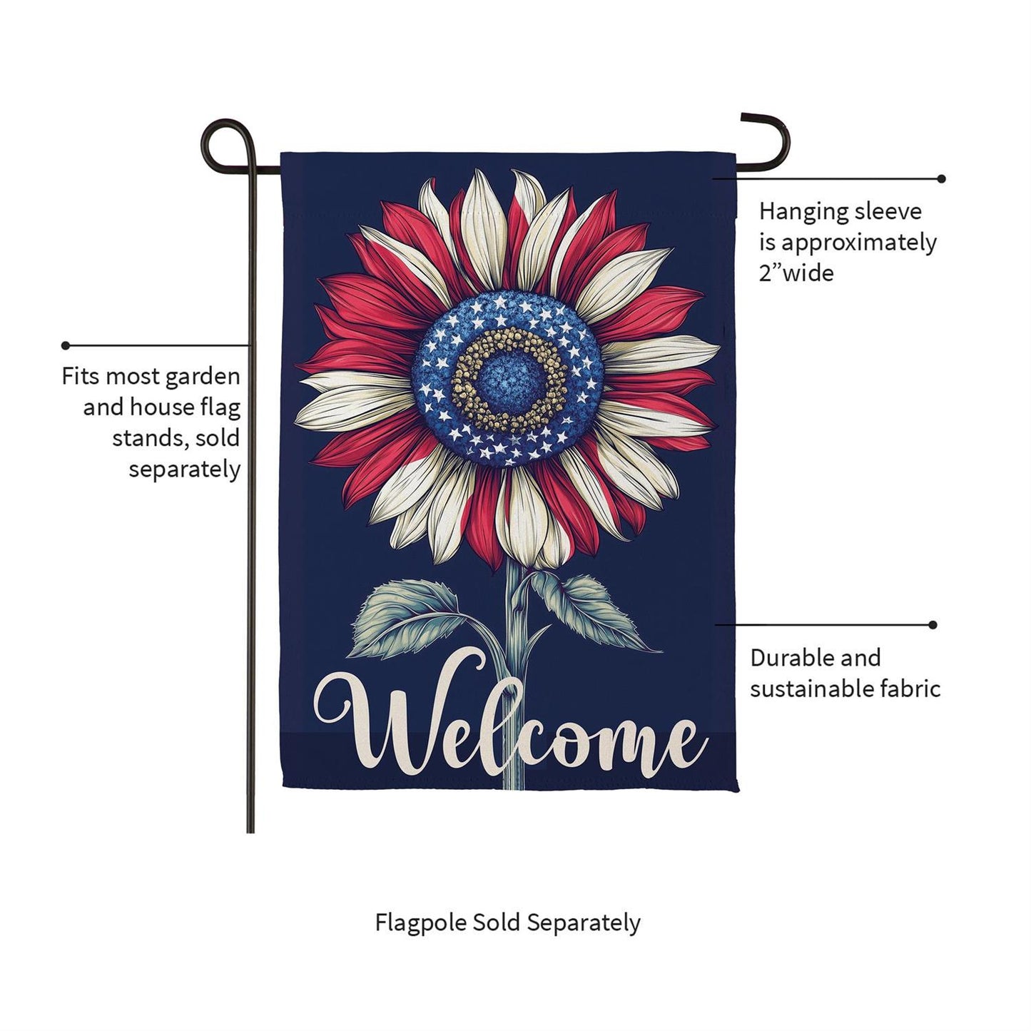 Garden Flag - Patriotic Vibrant Sunflower Suede
