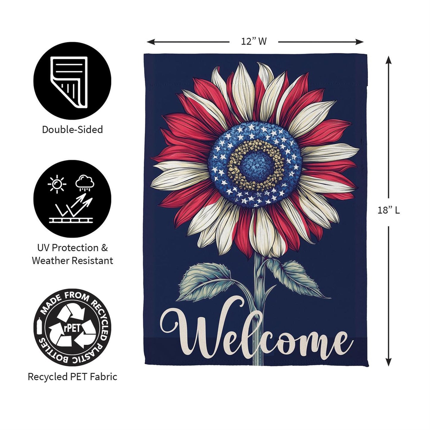 Garden Flag - Patriotic Vibrant Sunflower Suede