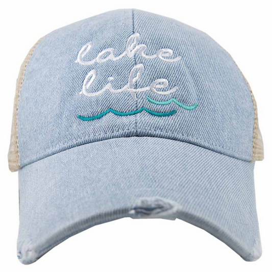 Lake Life Waves Denim Trucker Hat