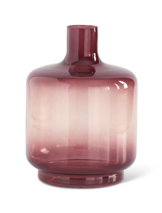 11" Burgundy Transparent Glass Vase