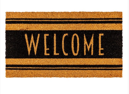 Welcome Stripe Coir Mat