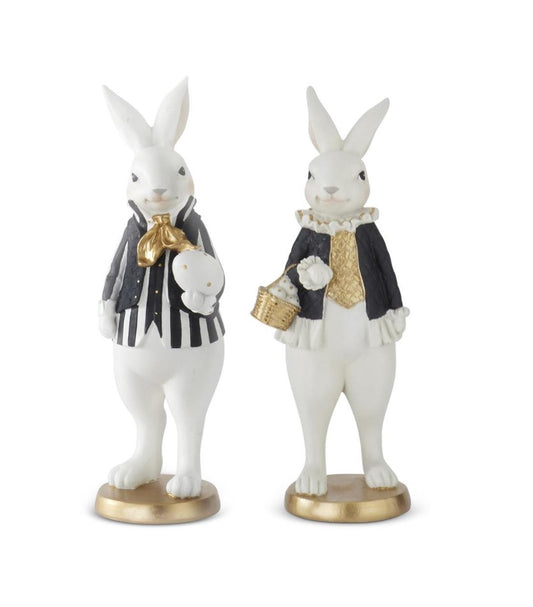 9.75" Black and Gold Resin Easter Bunny