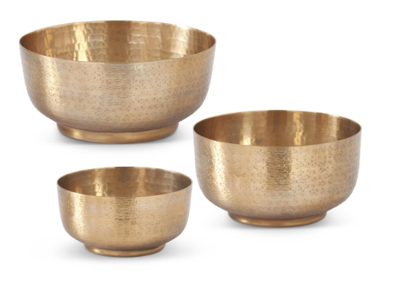 Textured Antiqued Gold Footed Bowl