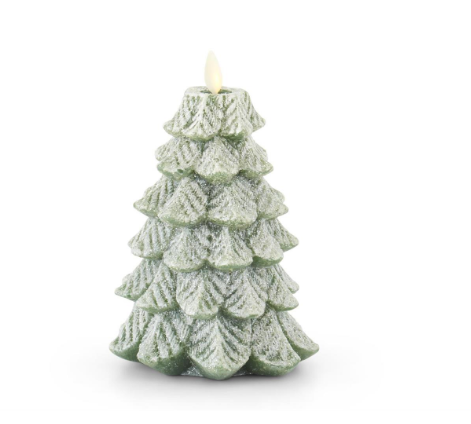 4.75 X 6.5" Green Wax/Snowy Tree Luminara