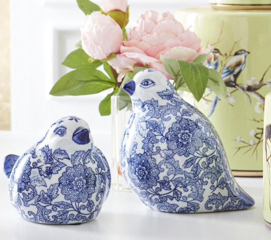 Blue & White Chinoiserie Sitting Bird