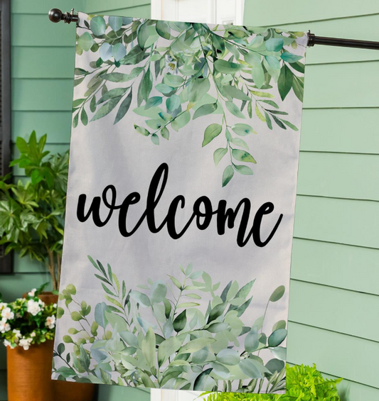 House Flag - Greenery Welcome
