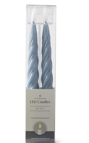Set of 2 9.75 Inch Light Blue Drip Candles Taper