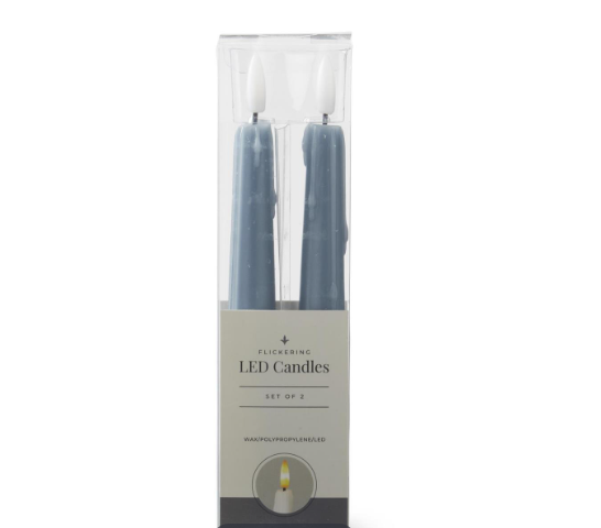 Set of 2 8" LED Drip Taper Candles - Light Blue