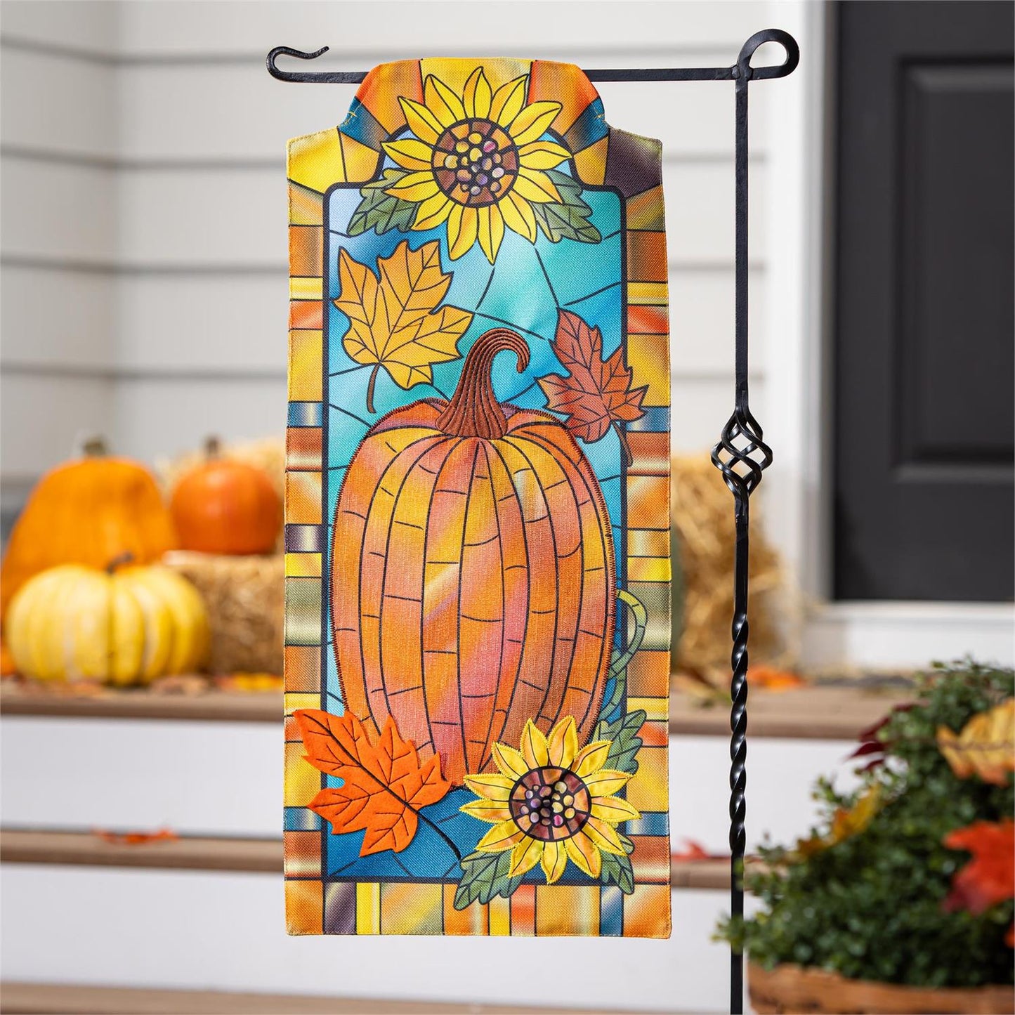 Impressions Flag - Fall Pumpkin Stained Glass